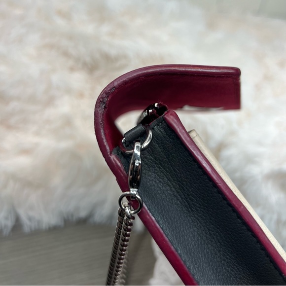 LOUIS VUITTON Calfskin My Lockme Chain Pochette Lie De Vin Etain Creme - Picture 14 of 15